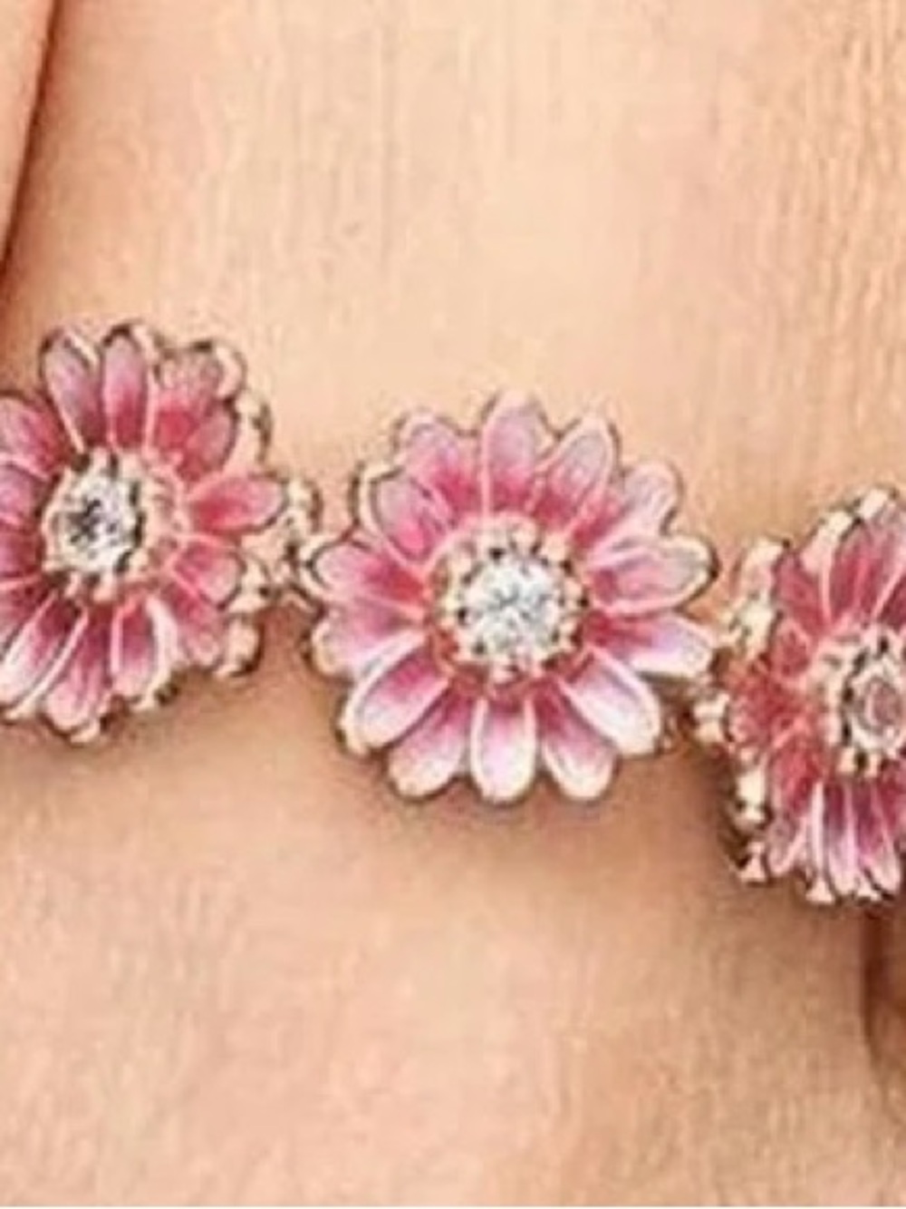 Pandora Rose-Tone Pink Floral Trio Ring NIB Sz 6.5 - Picture 3 of 11